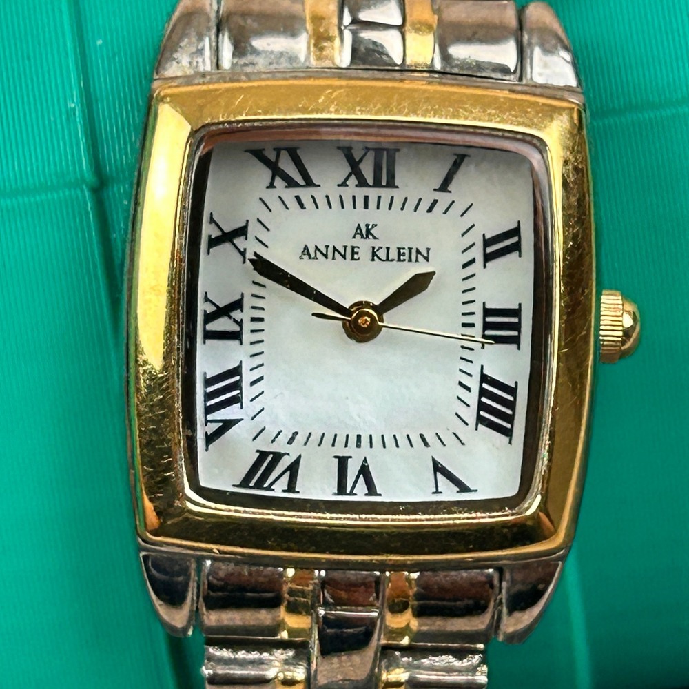 Anne Klein Womens Two Tone Square Watch Roman Numeral Dial 10/8743 Y121E